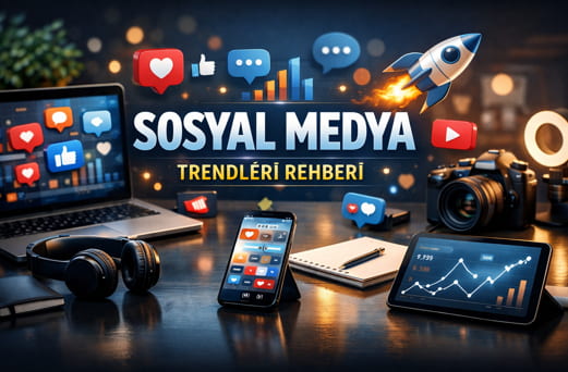 Sosyal medya trendleri ve içerik stratejileri rehberi görseli