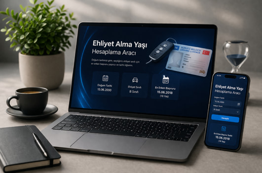 Ehliyet alma yaşı hesaplama aracı görseli.