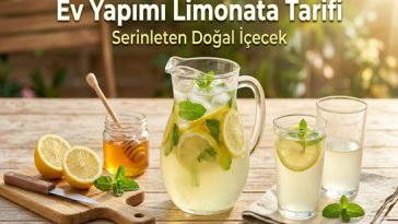 Ev yapımı limonata tarifi ile hazırlanmış naneli soğuk limonata