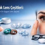 Farklı kontak lens türlerini ve kullanım amaçlarını gösteren görsel