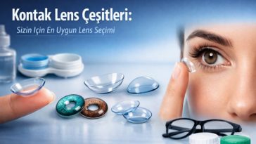 Farklı kontak lens türlerini ve kullanım amaçlarını gösteren görsel