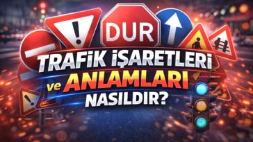 Trafik işaretleri ve anlamlarını gösteren bilgilendirici görsel