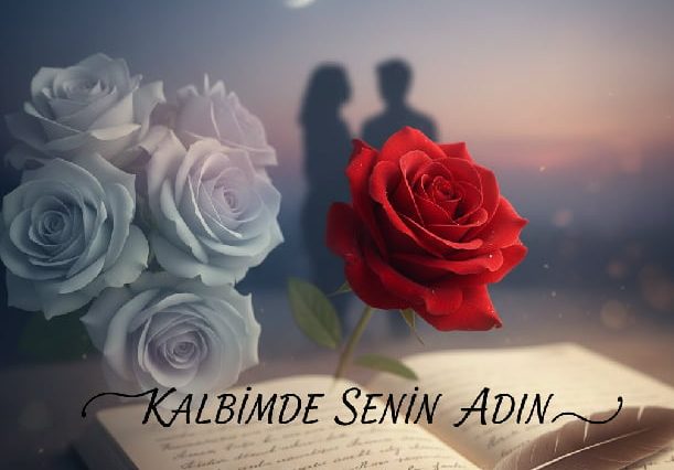 Kalbimde Senin Adın adlı aşk şiirini simgeleyen romantik görsel