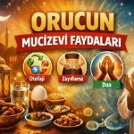 Ramazan ayında oruç tutmanın sağlık ve ruhsal faydalarını anlatan görsel