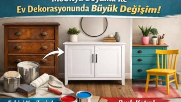 Evde eski mobilya boyama adımları ve uygulama örneği.
