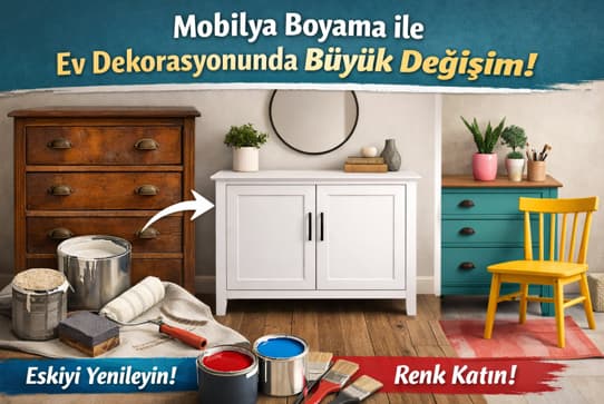 Evde eski mobilya boyama adımları ve uygulama örneği.