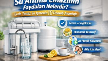 Ev tipi su arıtma cihazı ve arıtılmış içme suyu örneği